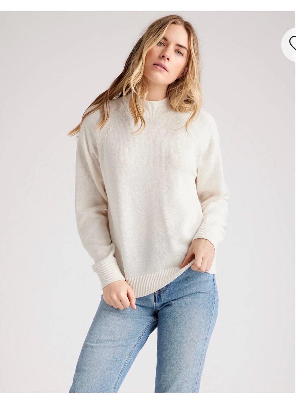 Quince Women's Ivory Mock Neck Sweater